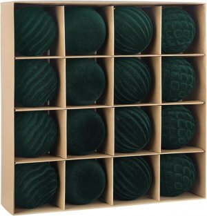 Besteek16 Pcs Velvet Christmas Ornaments Set, 3.15 Inch Green Velvet Ornaments for Christmas Tree Decorations Shatterproof Flocked Hanging Balls for Xmas Holiday Party Wedding Home Decor